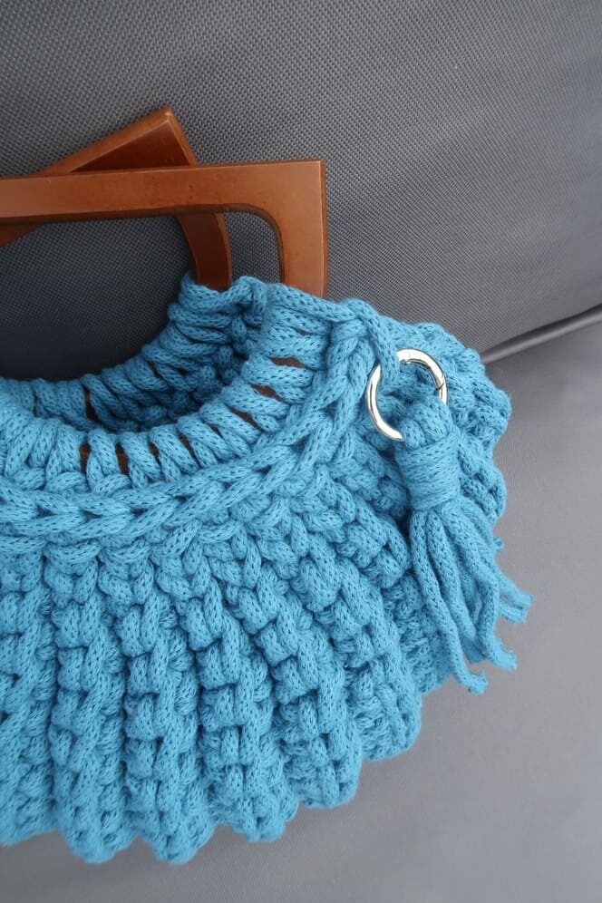 muscheltasche aus makramee